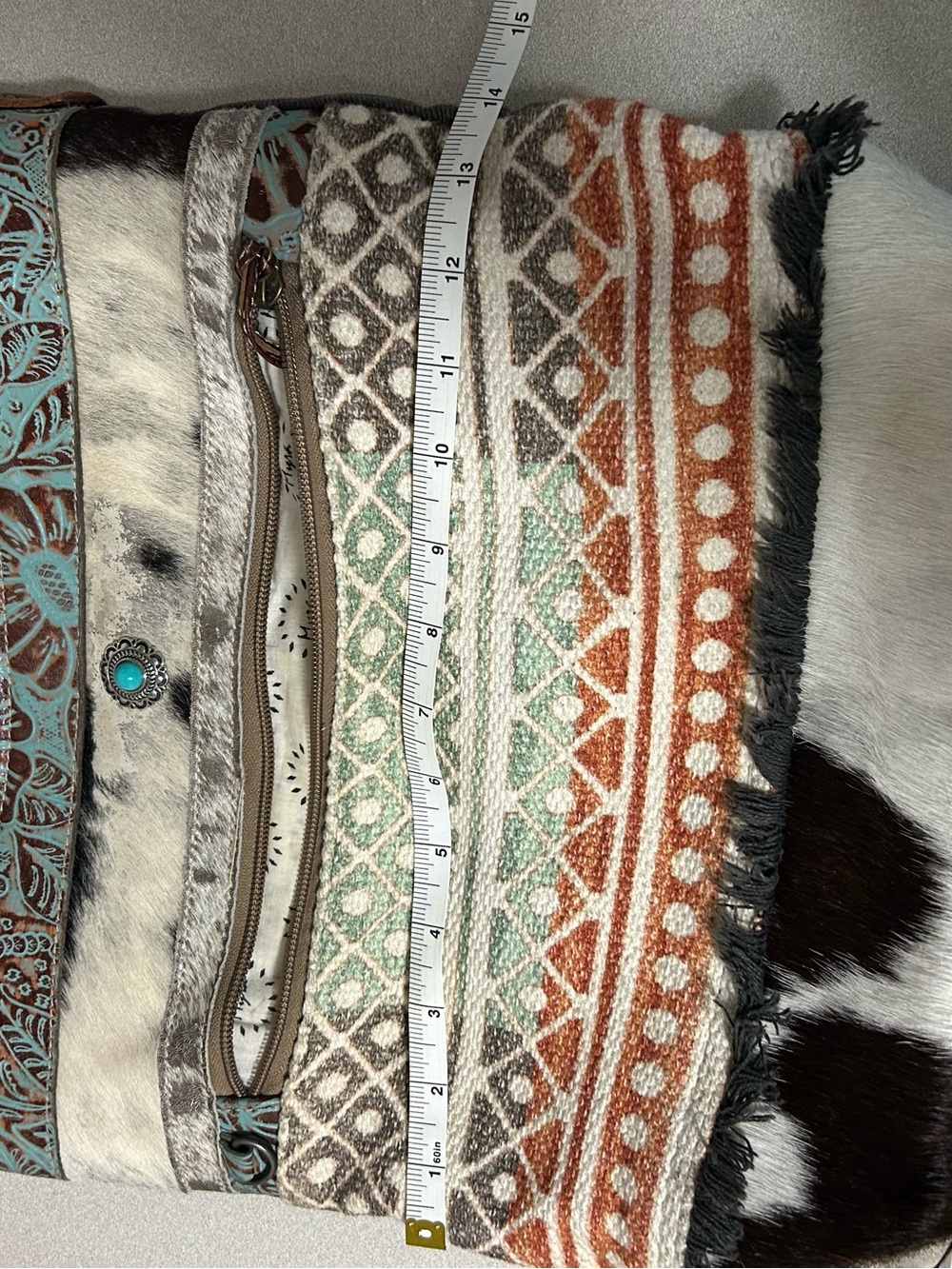 Southwestern Pattern Fringe Clutch with Turquoise crossbody purse
